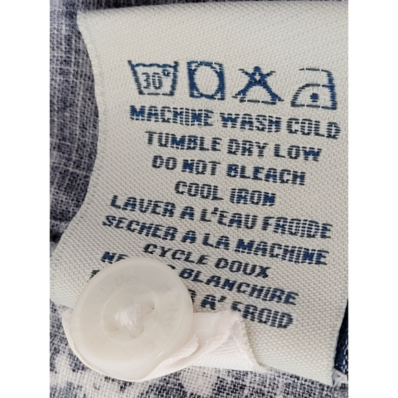 HP Honolua Gray White Floral Linen Short Sleeve Button Up Hawaiian Casual Shirt - Picture 12 of 13